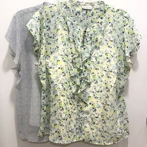 Pair of 2 Pretty Summer Lightweight Semi-Sheer Blouses with Cami, Size XL